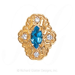 GS490 BT/D - 14 Karat Gold Slide with Blue Topaz center and Diamond accents 